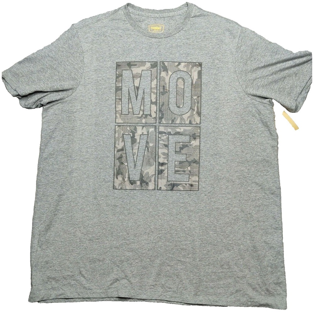 Foundry Men Big 2XL MOVE Heather Gray Graphic T-Shirt‎ NEW